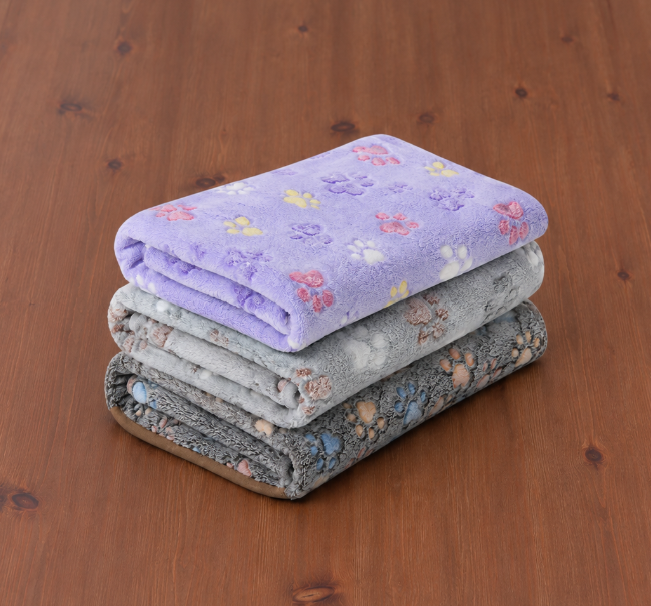 Lot de 3 couvertures douces à motifs pattes