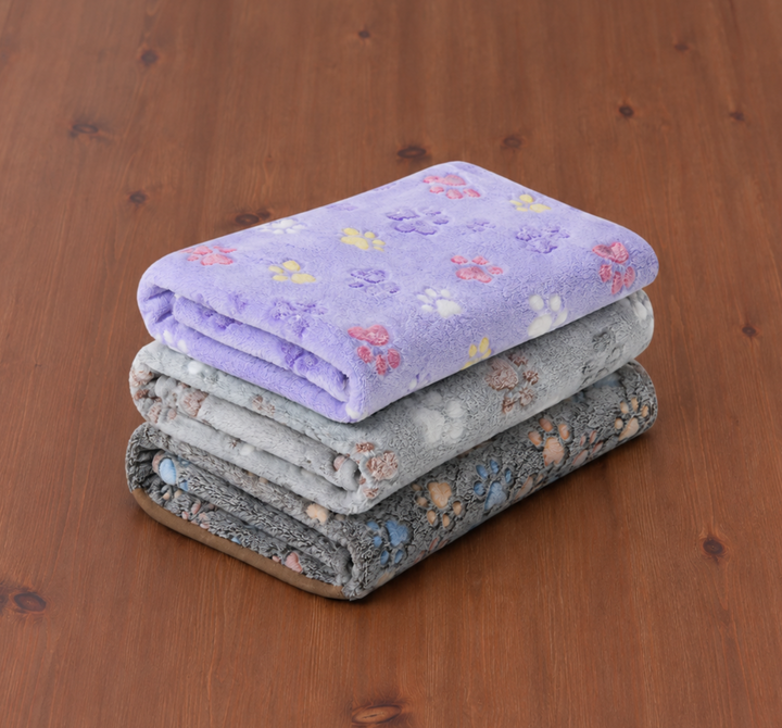 Lot de 3 couvertures douces à motifs pattes